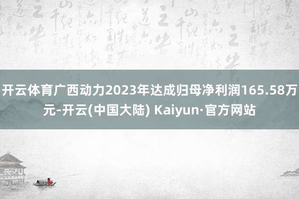 开云体育广西动力2023年达成归母净利润165.58万元-开云(中国大陆) Kaiyun·官方网站