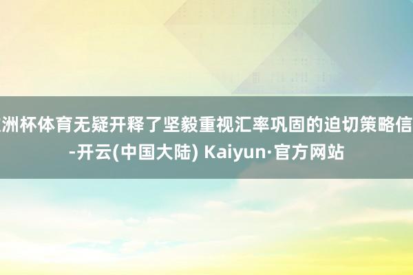 欧洲杯体育无疑开释了坚毅重视汇率巩固的迫切策略信号-开云(中国大陆) Kaiyun·官方网站